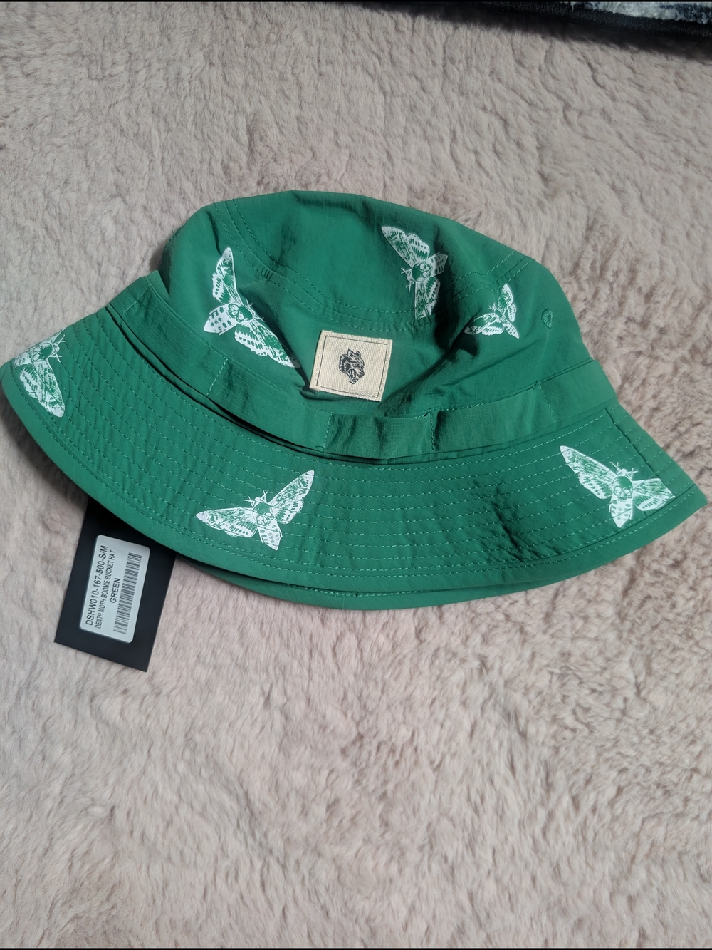 Darc Sport Green Bucket Hat with White Moth Prints